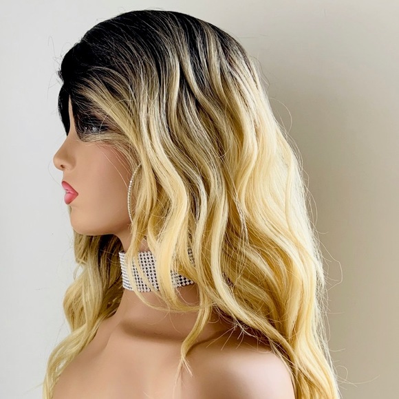“Put On & Go Ombre Blonde Premium Fiber Wig with Loose Curls - Picture 3 of 9